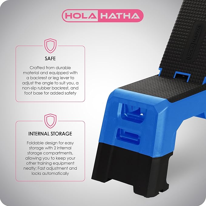 HolaHatha Compact Portable Aerobic Step Platform Exercise Fitness Equipment, Cardio Stepper with Adjustable Height for Home Gym