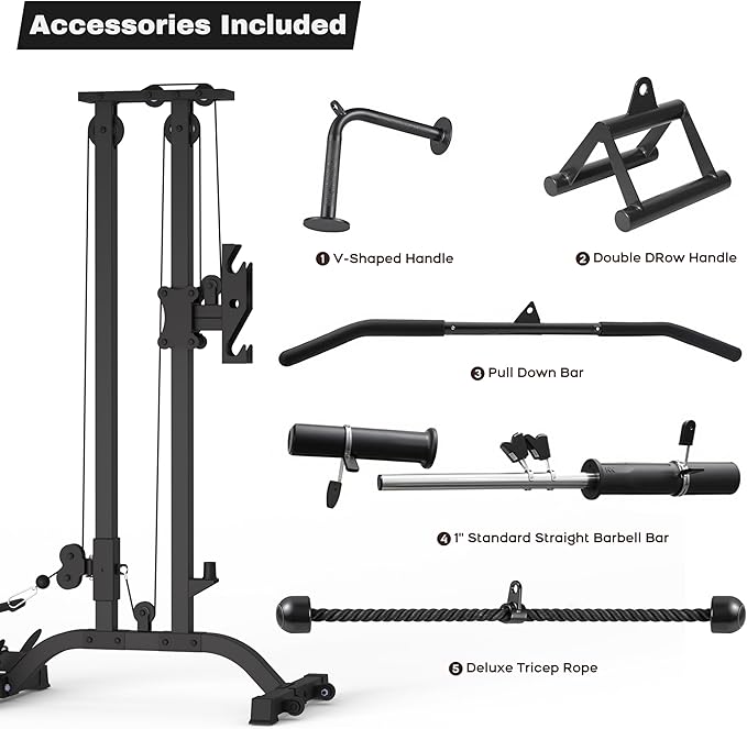 TOUSAINS Cable Machine Home Gym CR63, 330 Lbs Plates Loaded Cable Crossover Machine, 2 in 1 Functional Trainer with Rowing Machine, Space Saving Design for Home Gym