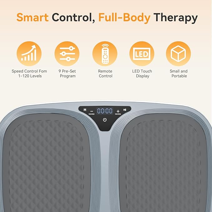 NEWBULIG Vibration Plate, Whole Body Workout Vibrating Platform with LED Touch Screen & Pull Ropes for Weight Loss & Muscle Toning, Home Gym Fitness Equipment with Remote Control for Women Men, Black