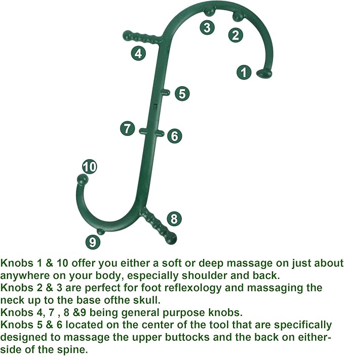 Shrdaepe Massage Trigger Point Cane, Body Deep Tissue, Handheld Back, Neck, Shoulder, Leg and Feet Massager Rod, Muscle Release Tool Self Massage Hook Cane Gifts for Women & Men, Green