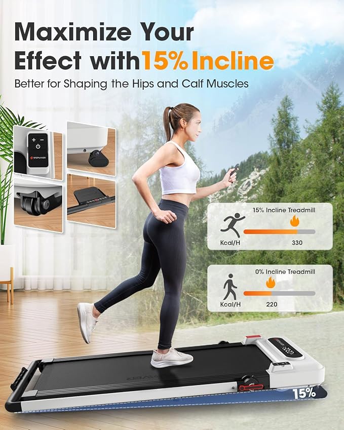 2.5HP Walking Pad with Incline 330lbs, 3 in 1 Walking Pad Treadmill 5-Level Big LED, Under Desk Treadmill for Home,Hike/Jog/Run,Portable,Small, with Remote Control,Assembly Free,Wider Belt