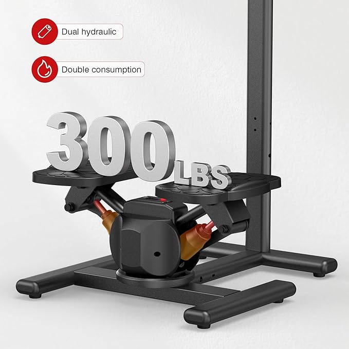 Steppers for Exercise at Home,Mini Stair Stepper with Handlebar and Resistance Bands,Stair Step Workout Machine,Total Body Cardio Equipment, Optional Twist Motion,Non-Slip Pedals – 300 LB Max Weight