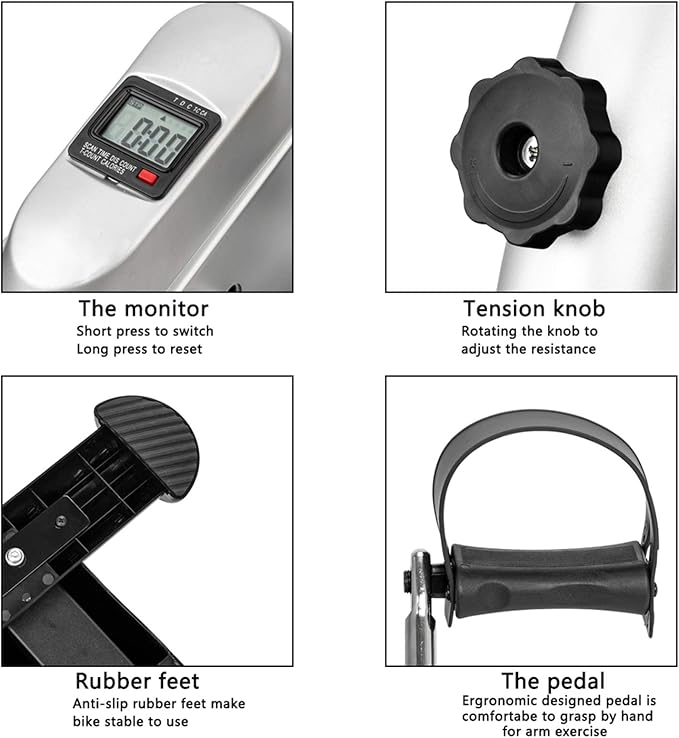 Under Desk Bike Pedal Exerciser, Exercise Bike for Leg/Arm Trainer Pedal Exerciser Foot Peddler Portable Therapy Bicycle Leg Peddler Portable Mini Cycle Bike
