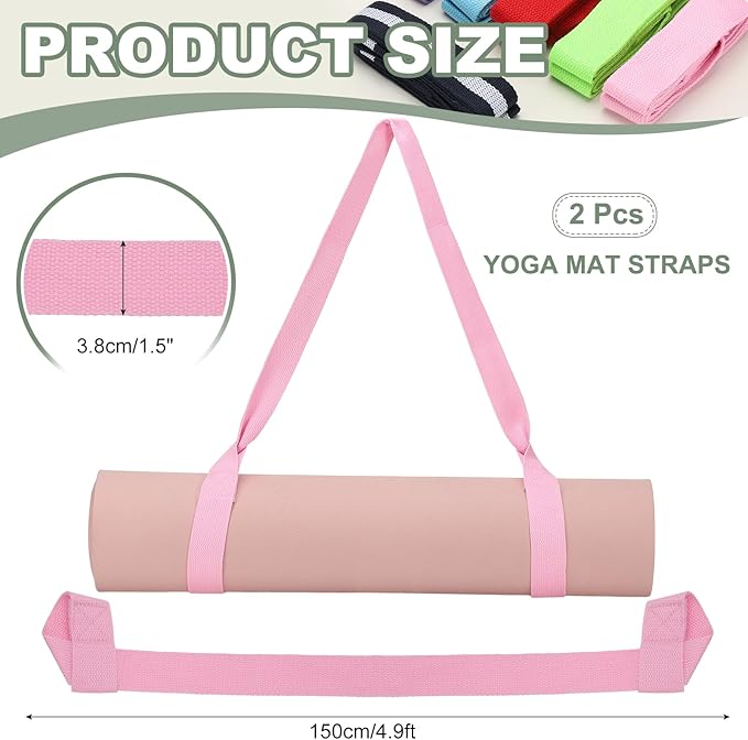 Yoga Mat Straps for Carrying, Adjustable Exercise Mat Sling Holder Multi Purpose Mats Carrier