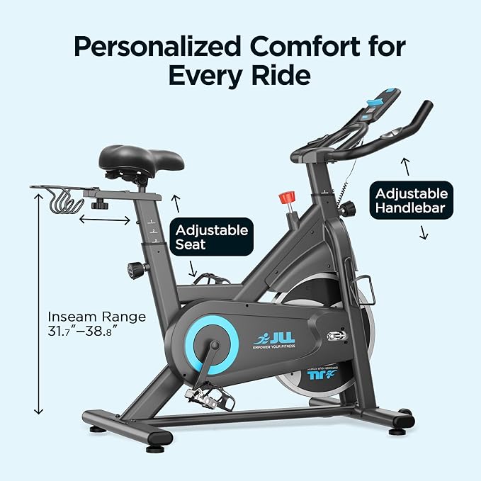 JLL Magnetic Exercise Bike - Indoor Stationary Cycling Bike with Free Fitness App, Adjustable Comfortable Seat, Low Noise Indoor Cycling Bike for Home Gym