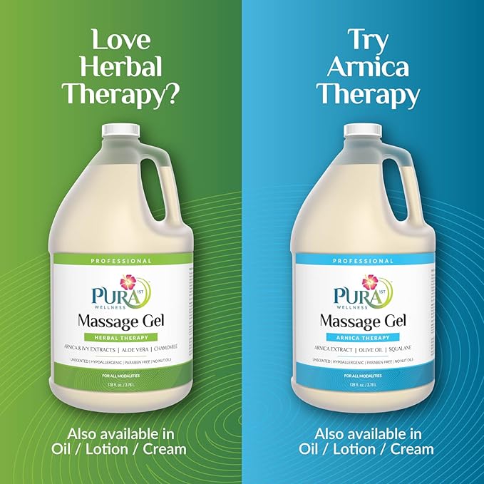 Herbal Therapy 1 Gallon Massage Gel, Aloe Vera, Professional, Massage Therapy, Deep Tissue, Unscented, Hypoallergenic, Natural Ingredients, Skin Hydrating, Moisturizing, Muscle Relief
