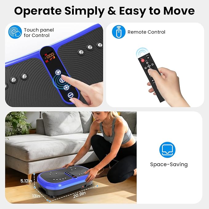 AXV Vibration Plate Fitness Platform Exercise Machine Vibrating Lymphatic Drainage Shaking Workout Full Body Shaker Vibrate Stand Shake Board Sport Gym Pad for Weight Loss Fat Burner for Women Men
