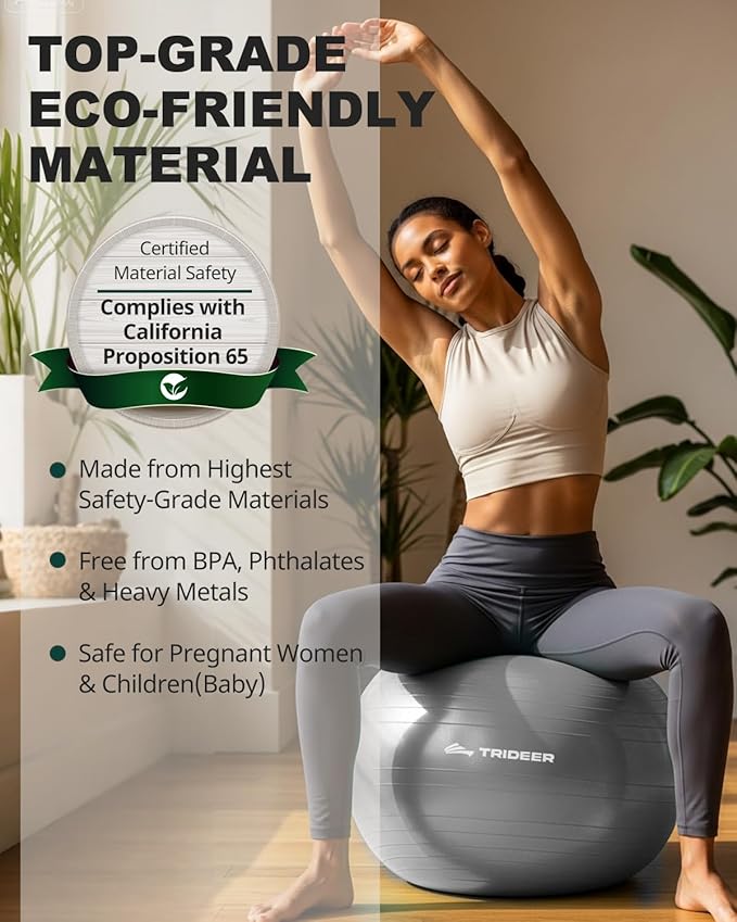 Trideer Exercise Ball Yoga Ball,Office Seating & Balance Ball Chair, Stability Ball for Pilates, Physical Therapy,Core Training & Balance Improvement & Stretching