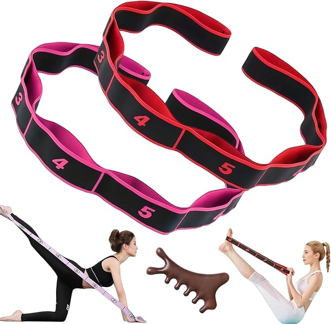 Fitness Resistance Band for Stretching and Yoga, 8 Loops Numbered Resistance Band, Elastic Training Bands for Yoga, Stretching, Pilates, Fitness