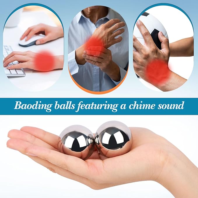 1.5-inch Baoding Balls with Chime:Traditional Chinese Balls for Hand Therapy, Hand Exerciser, Finger Exerciser, - for Relieving Office Stress / A Gift for Adults