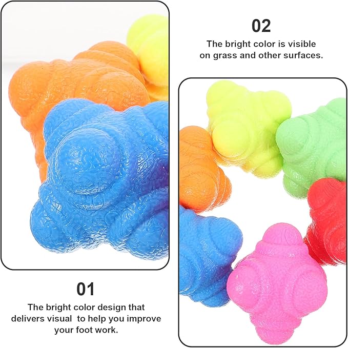BESPORTBLE 6pcs Hexagonal Reaction Balls for Hand-Eye Coordination Agility Training Baseball Equipment with Bright Colors for Reflex Speed and Sports Exercise