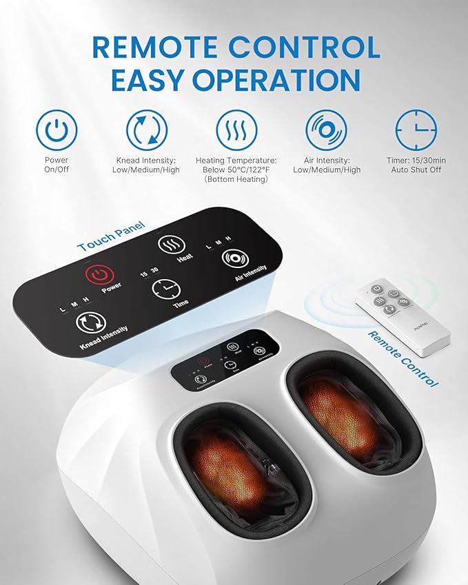RENPHO Foot Massager Machine with Heat [2026 Upgraded], Shiatsu Foot Massager for Neuropathy, Plantar Fasciitis Massager for Men Women Mom Dad, Up to Size 14, White