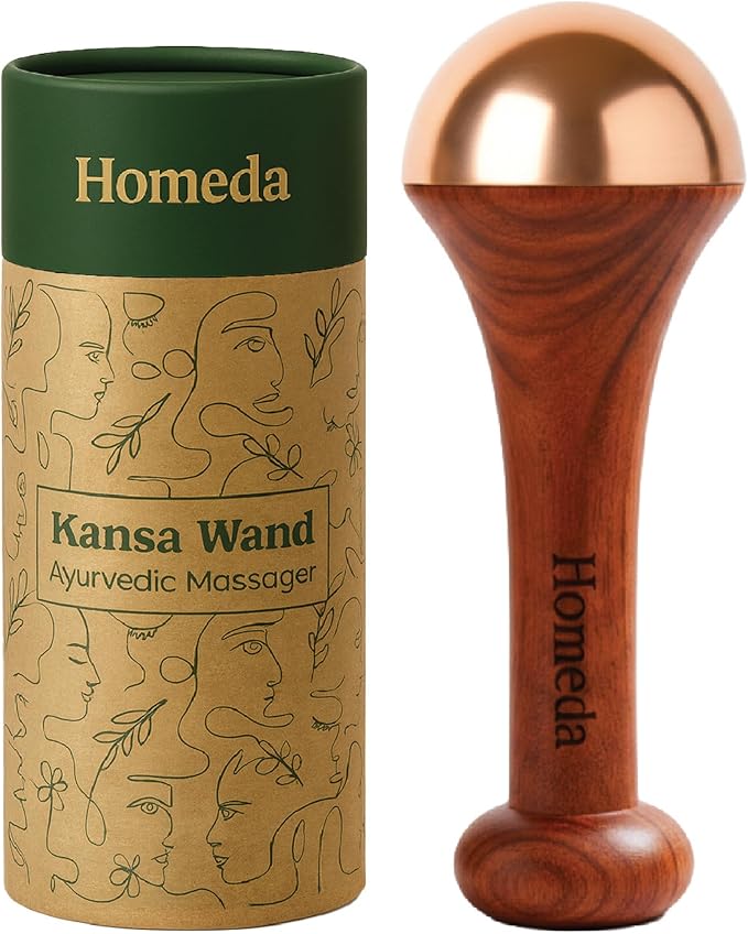 Kansa Wand Ayurveda Foot Massager - Indian Skincare Tool - SWA Kansa Wand for Feet & Face Relazation, Wellness & Detox - Ayurveda Gifts (Single Bowl)
