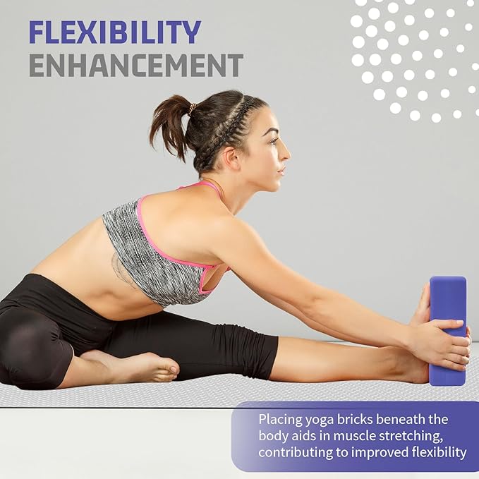 2 Pack 3"x6"x9" EVA Foam Yoga Block Supportive Latex-Free, Non-Slip Exercise Blocks for Pilates, Meditation, Balance, Stretching and Deep Poses