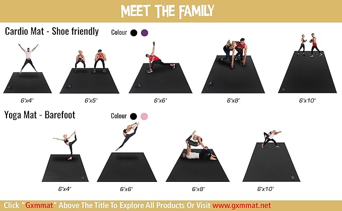 GXMMAT Extra Large Exercise Mat 16'x6'/12'x6'/10'x6'/8'x6'(7mm), Extra Wide Workout Mats for Home Gym Flooring, Non-Slip Thick Durable Cardio Mat for MMA,Plyo,Jump Rope,Weights,Fitness,Shoe-Friendly