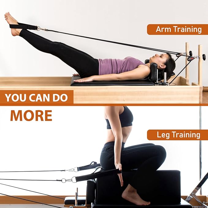 TOBWOLF Pilates Straps - Double Loop D-Ring Straps for Reformer, Padded, Home Gym Workout