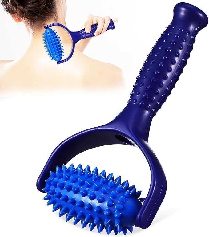 Lurrose Massage Balls Massage Roller with Handle and Nubs Massager Fascia Ball Self-Massage Roller for Body, Muscle, Relaxing