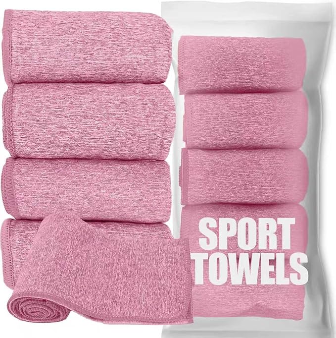 Microfiber Quick Dry Gym Towel, Silver ION Odor-Free Absorbent Fiber, Fast Drying, Men & Women Workout Gear for Body Sweat, Working Out, Towels (Pink, 5Pack - 16 * 27Inch)