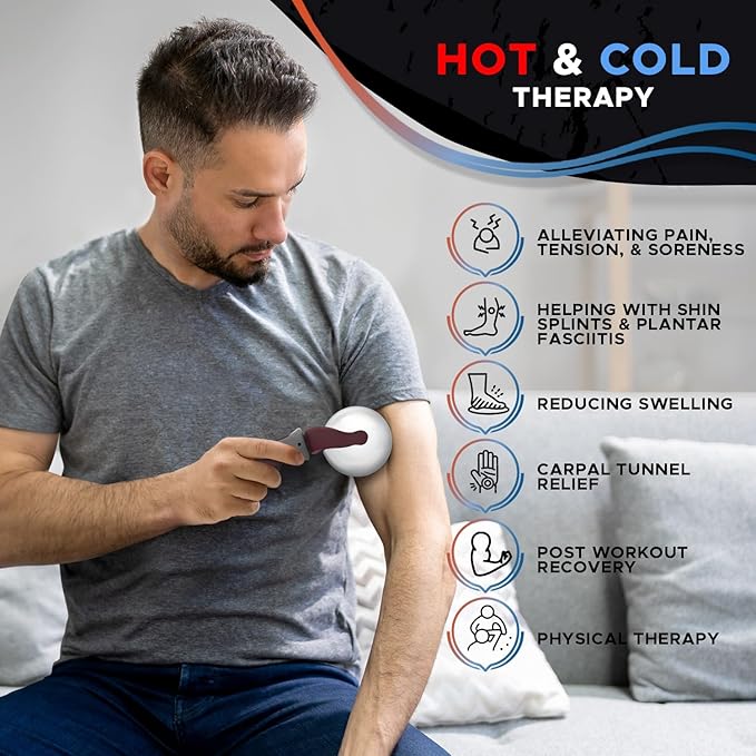 PRIME Fitness Cold Massage Roller Ball | Cold Therapy | Ice Roller Ball with Handle | cryo Stick | Relieve Muscle Pain (Maroon)