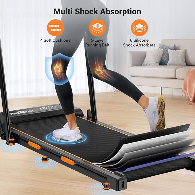 THERUN Walking Pad, 2 in 1 Foldable Treadmills for Home, 2.5HP Under Desk with Handle Bar, 16" Widened Running Belt, with Remote Control & LED Touch Screen