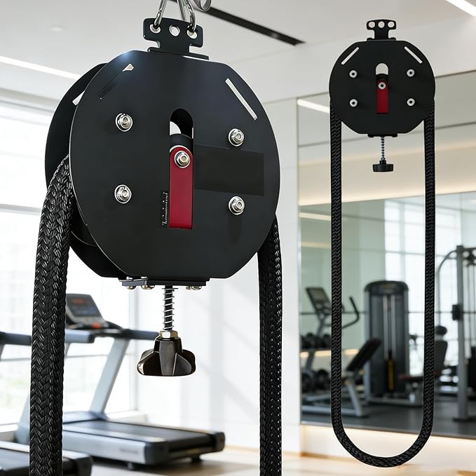Suspension Pulley Cable Machine,0-66 lb Resistance Adjustment,Travelers Infinity Rope Trainer,14Ft Closed-Loop Rope,for Hotel Room Workouts