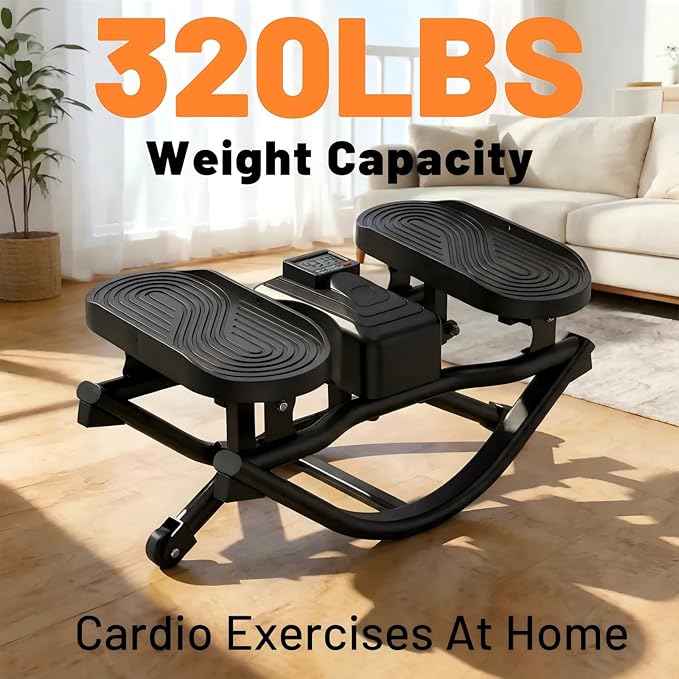 Rock Fitness Stepper for Exercise at Home,Portable Rocking Stepper Side to Side with Digital Display & Resistance Bands, Motion Stair Rocker Stepper Machine for Home Office Full Body Workout