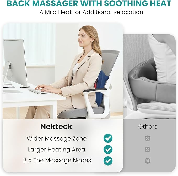 Nekteck Foot Massager with Heat, Shiatsu Foot Massager for Neuropathy, Plantar Fasciitis, Electric Heated Foot Massage Machine for Pain Relief and Circulation, Gifts for Man Woman Her Him Birthday