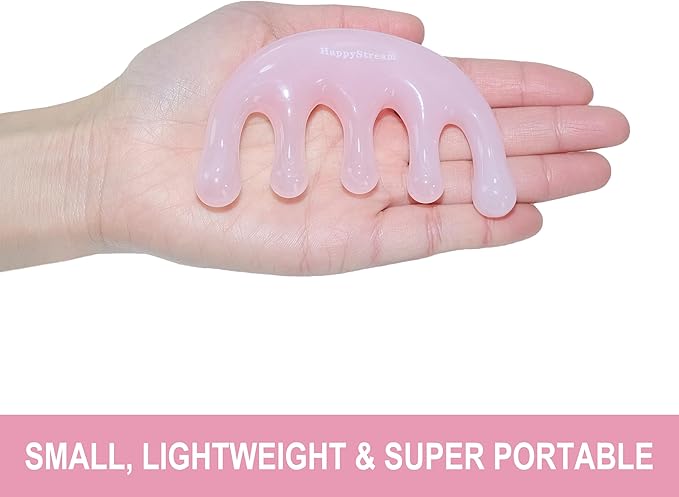 Scalp Massage Tool Head Massager. Resin Massage Comb Gua Sha Fascial Tools for Scalp Care Hair Growth Stress Relax Headaches Meridian Acupoint Treatment Trigger Point Therapy. (Pink)