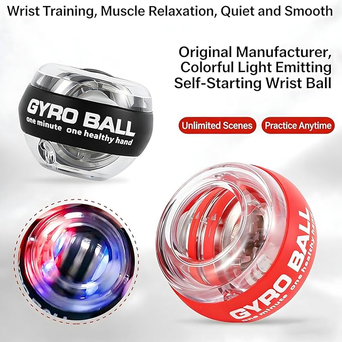 Vital Wrist Ball 2026,Torque Ball Hand Exerciser,l,Enhance Grip Strength,Hand Strengthening Devices With Led Lights For Strengthen Arms,Bones And Muscles,Joint Relief,Red Gyro Bal