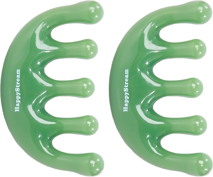 Scalp Massage Tool Head Massager. Resin Massage Comb Gua Sha Fascial Tools for Scalp Care Hair Growth Stress Relax Headaches Meridian Acupoint Treatment Trigger Point Therapy. (Green)
