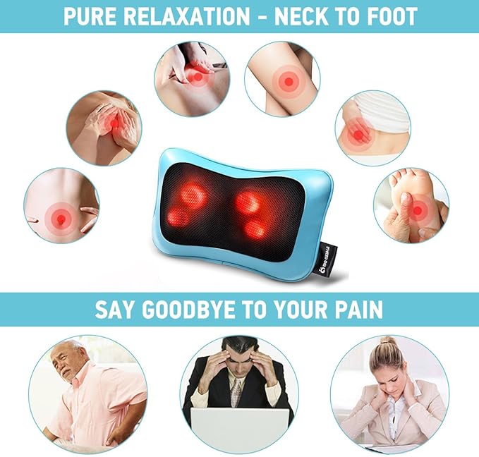 Mo Cuishle Shiatsu Back Massager with Heat – 3D Kneading Neck and Shoulder Massager for Back Pain Relief – Electric Massage Pillow for Home, Office & Car – Mother’s Day Gifts for Mom, Women, Men, Dad
