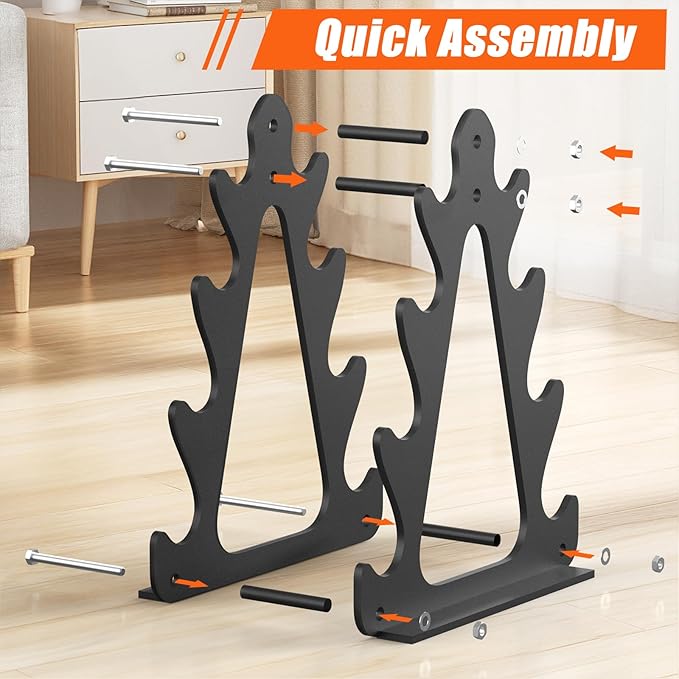4-Tier Dumbbell Rack for 1-15 lb Weights, Holds 5 Pairs Space-Saving Sturdy A-Frame Stand for Home Gym, Weight Rack for Women's Dumbbell Set (Dumbbell Rack Stand Only)