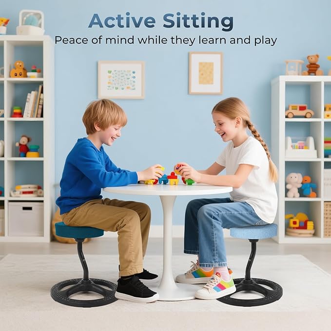 ADHD Chair for Kids, Yoga Chairs for Adults, Wobble Stool Active Flexible Seating Desk Chair with Non-Slip Base and Washable Seat Cover for Stability, Balance, Yoga, Office, School, Classroom