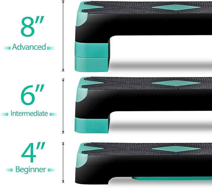 F2C 26.5 Inches Step Aerobics Stepper Platform with 3 Risers, Home Gym Workout Equipment, Fitness Exercise Equipment, Exercise Workout Stepper