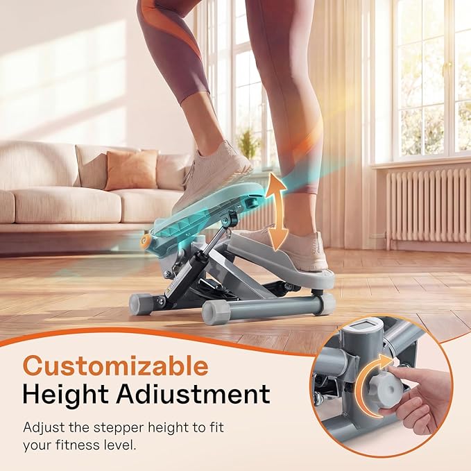 Steppers for Exercise,Stair Stepper Twist Mini Stepper with Resistance Bands, Portable Cardio Equipment 330LBS Weight Capacity for Body Shaping