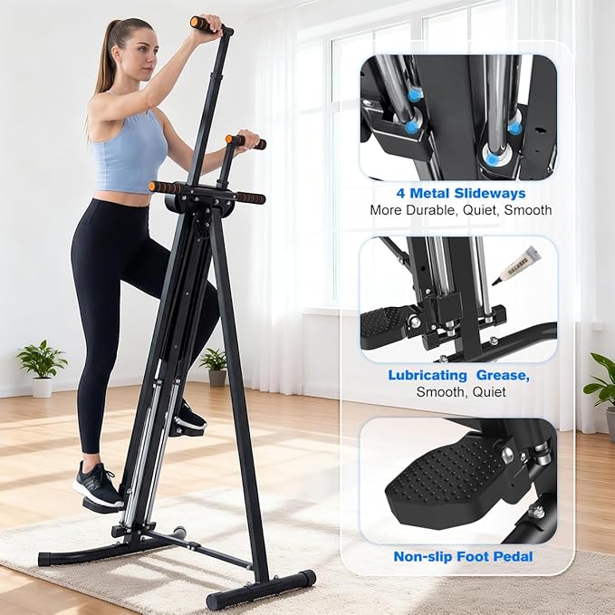 Relife Vertical Climber Exercise Machine for Home Gym with 4 Metal Guide Rails Folding Exercise Climber Step Fitness Machines Cardio Workout Machine 5-Level Heights Stair Stepper 2026 Newer Version