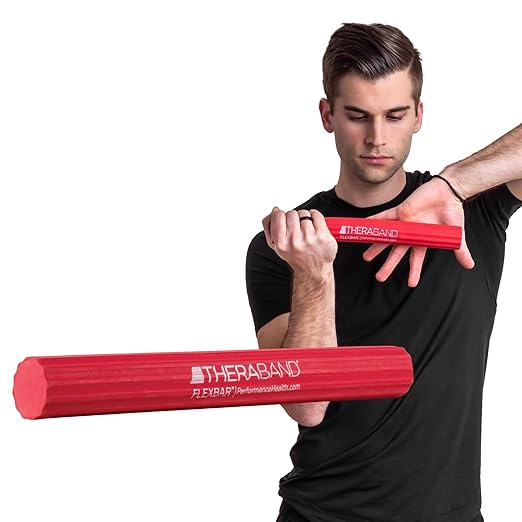 THERABAND FlexBar, Red, Light Level, Therapy Bar, Hand & Wrist Strength, Tennis & Golfer’s Elbow, Tendonitis, Rehab Tool for Grip Training and Protection from Aches, Retail Packaging