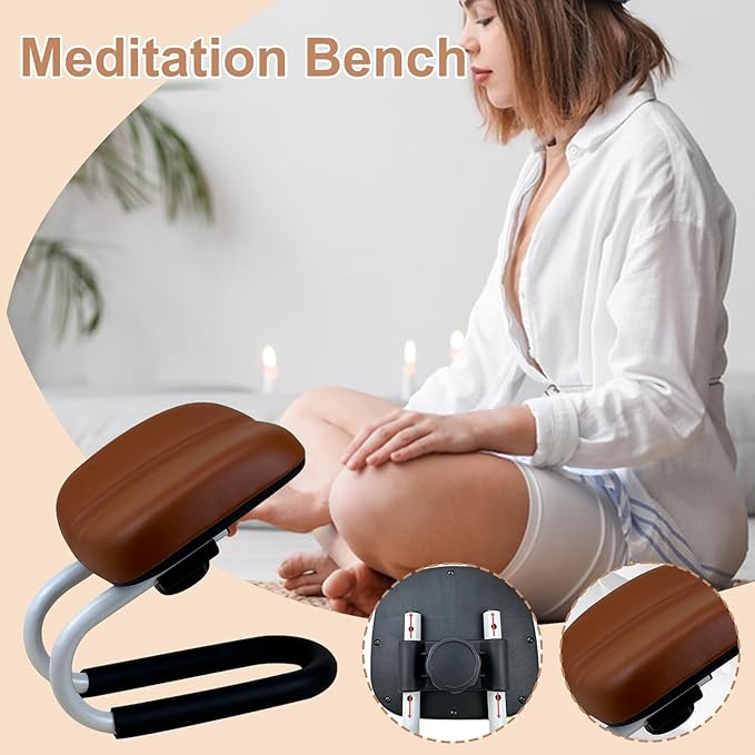 Yoga Bench Chair, Meditation Seat, Adjustable Metal Kneeling Stool, Portable Chair with Sponge Cushion, Adjustable Height Kneelers with Non Slip Leg