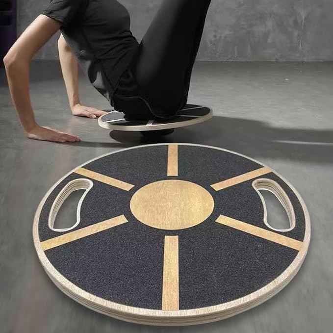 Balance Board - 360 Degree Rotation Wooden Balance Board - Core Non-slip Trainer for Enhancing Stability Training Calf Waist Ankle Support Full Body Exercises Yoga Planks