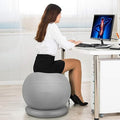 Yoga Ball Chair Office Ball Chair with Base & Pump, Stability Yoga Ball Seat for Back Pain Relief, Home Gym Exercise Ball Chair for Core Strength Training ( Color : Light Gray , Size : Diameter 55cm (