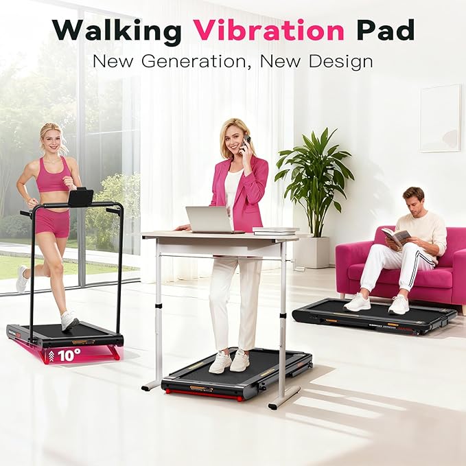Lysole Folding Walking Pad Treadmill with Vibration&Incline,4-in-1 Under Desk Treadmills for Home&Office,350LBS Capacity,0.3-7.5MPH Speed,LED Display,Portable Treadmill with APP&Remote Control