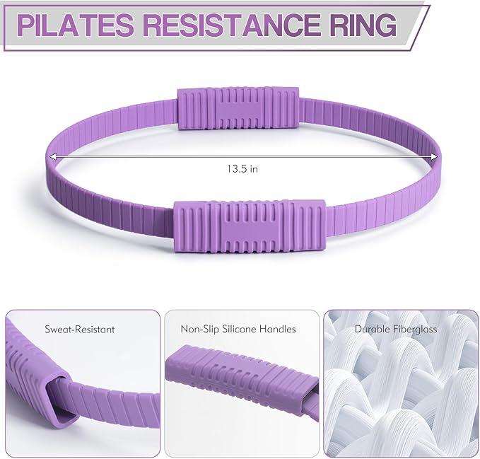 Pilates Kit, Pilates Ring and Ball Set with 5-Level Resistance Bands for Core Strength, Stretching, Toning & Full Body Home Workout Pilates Equipment