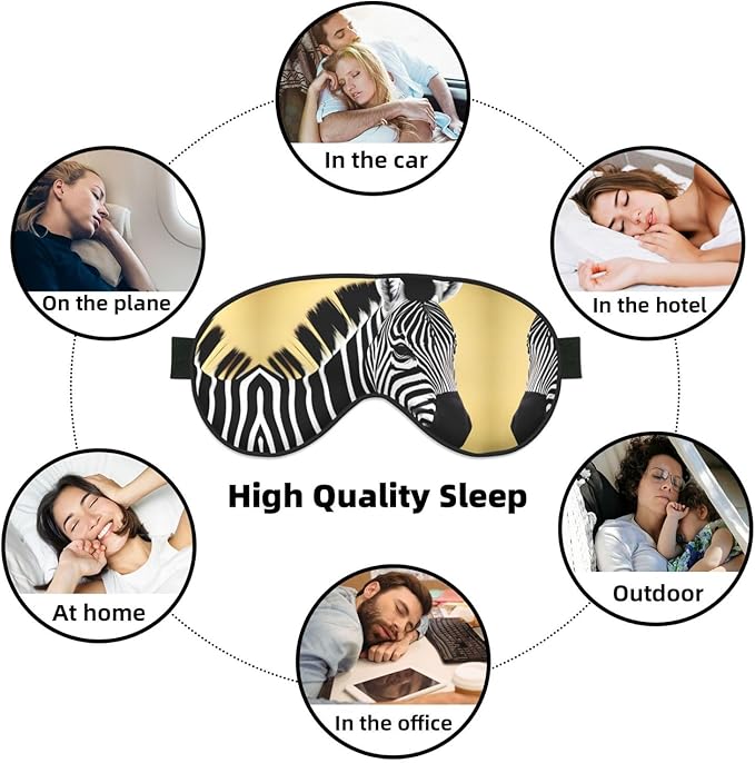 Black and White Zebra Head-Mounted Double-Sided Light-Blocking Sleeping Eye mask to Protect Eyes and Relieve Eye Fatigue