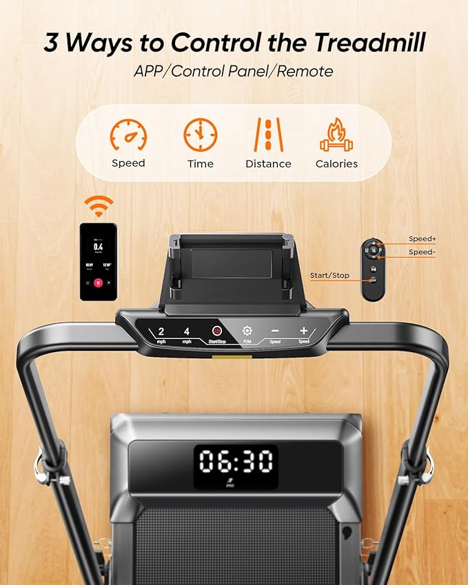 Walking Pad Treadmill with Incline, 2 in 1 Foldable Treadmills for Home Small Office, 300lbs Portable Compact Under Desk Treadmill with App, Remote Control and LED Display