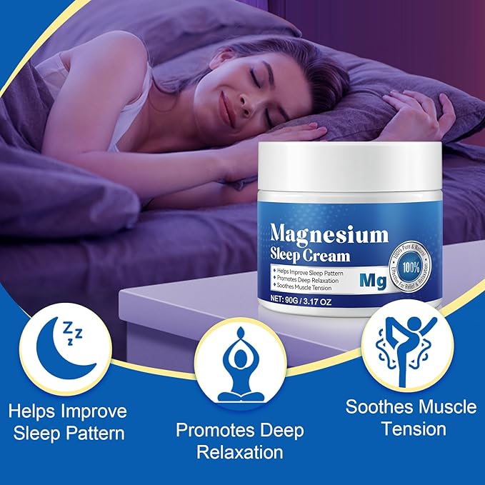 Magnesium Cream - Pure Premium Magnesium Oil for Feet, Nighttime Magnesium Lotion for Restless Legs Muscle Soreness, Promote Relaxation 3.17oz