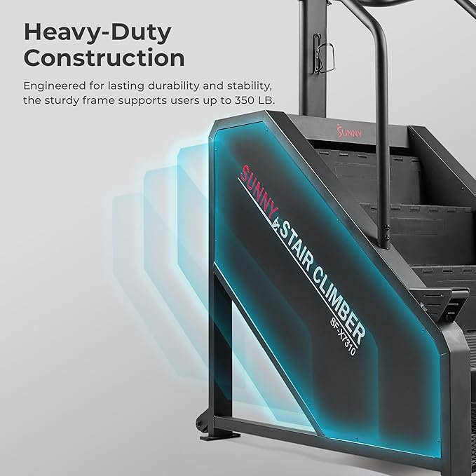 Sunny Health & Fitness Premium High-Intensity Smart Stepper Stair Climber, Commercial Grade, Cardio Workout Programs, Free SunnyFit App Bluetooth Connection, 350-400 LB Weight Capacity