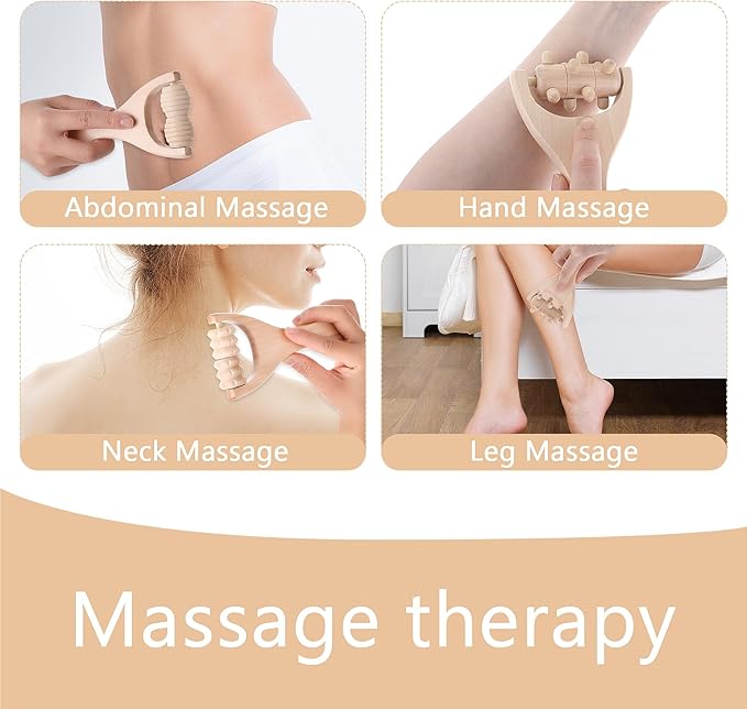 3Pcs Wood Therapy Massage Tools Wooden Massage Rollers, Hand Massage Tools Manual Muscle Roller Stick for Relaxes Thigh, Leg, Hands Full Body Muscle Men Women