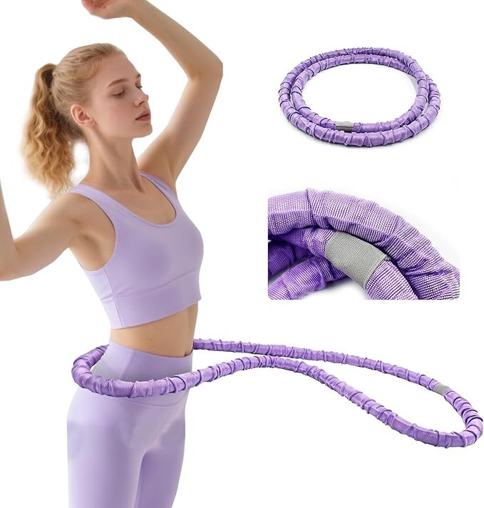 2 LB Soft Weighted Hula Hoop for Adults - Foldable No Pinching Design, Skin-Friendly PP Webbing | Ideal for Postpartum Toning & Home/Travel | Fits Users Under 130 LBS