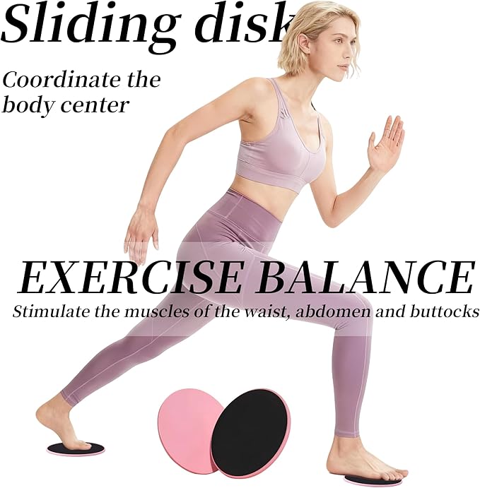 Exercise Core Sliders for Working Out - Dual Sided Gliding Discs for Full Body Workout - Use on Carpet or Hardwood Floors - Fitness & Pilates Equipment - Lightweight & Portable