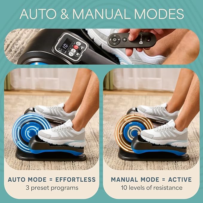 Lifepro AutoGlide Under Desk Elliptical Exercise Machine – Quiet Elliptical Machine for Home or Office – Portable Leg Exerciser While Sitting – Seated Pedal Exerciser for Seniors & Adults